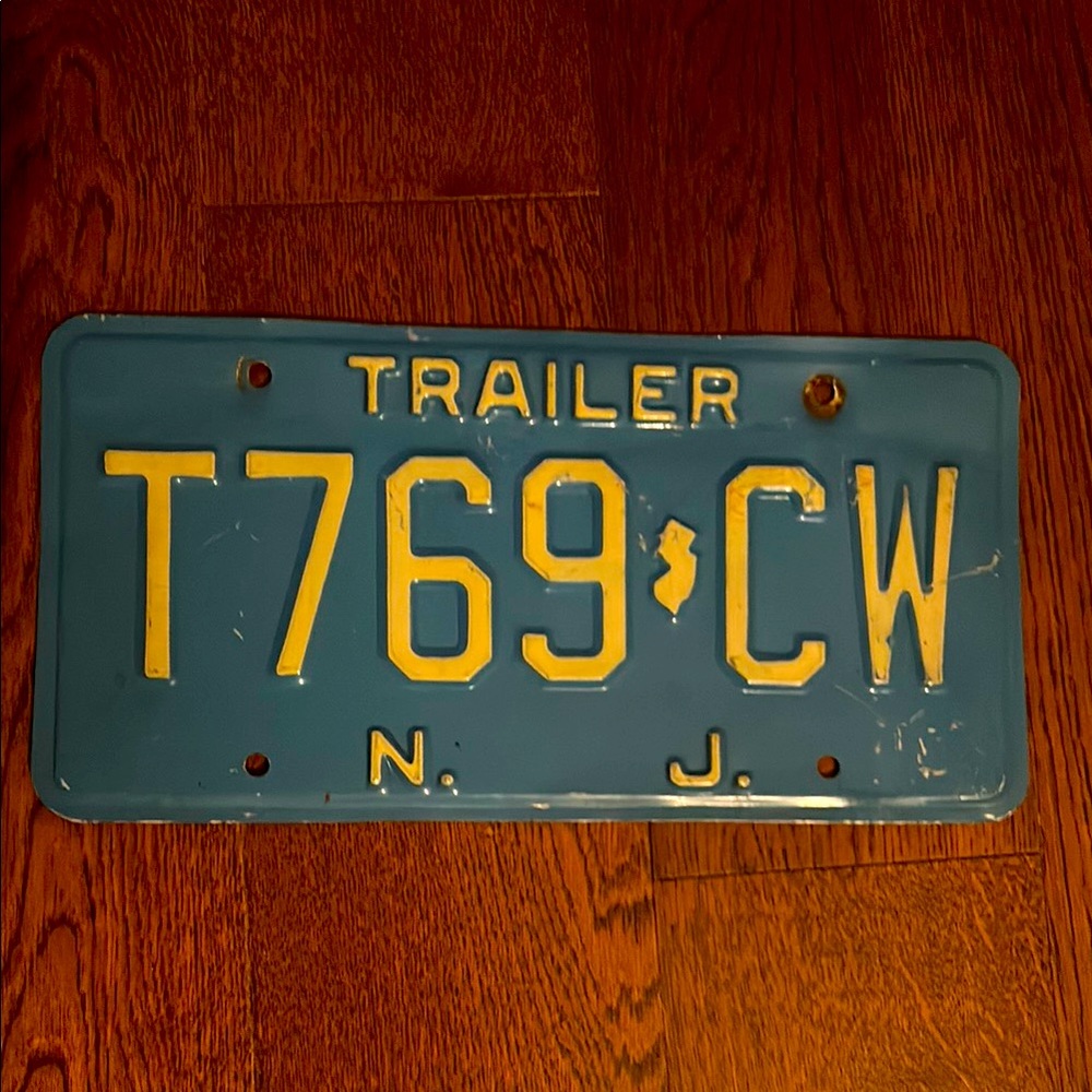 Vintage New Jersey Trailer License Plate